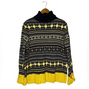 Womens ASOS Blue and Yellow Turtleneck Sweater Size Small 4